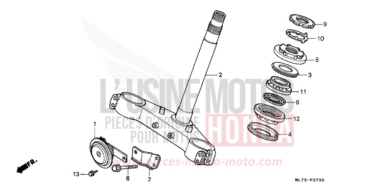 STEERING STEM for VFR750F PEARL CRESCENT WHITE-A (NH139PA) from 1987
