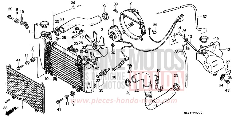 RADIATOR for VFR750F PEARL CRESCENT WHITE-A (NH139PA) from 1987