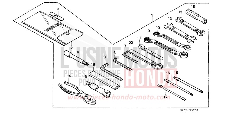 TOOLS for VFR750F PEARL CRESCENT WHITE-A (NH139PA) from 1987
