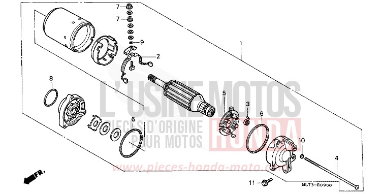 STARTING MOTOR (1) for VFR750F SHASTA WHITE (NH138) from 1987