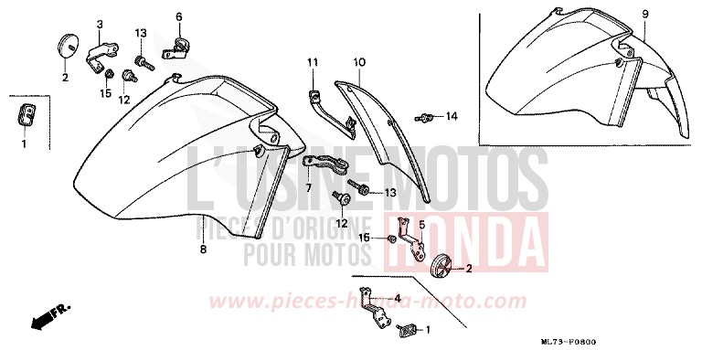 FRONT FENDER for VFR750F SHASTA WHITE (NH138) from 1987
