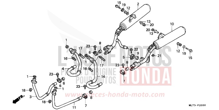 EXHAUST MUFFLER (1) for VFR750F SHASTA WHITE (NH138) from 1987