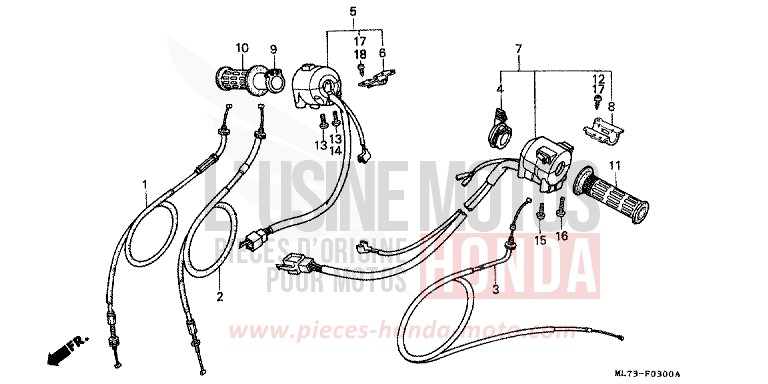 SWITCH/CABLE for VFR750F ITALIAN RED (R157) from 1988
