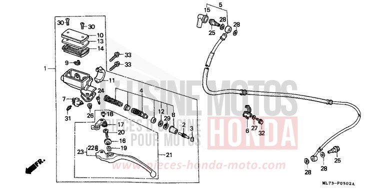 CLUTCH MASTER CYLINDER (3) for VFR750F ITALIAN RED (R157) from 1988