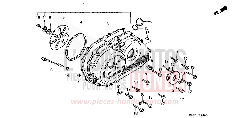 RIGHT CRANKCASE COVER for VFR750F PEARL CRESCENT WHITE-A (NH139PA) from 1988