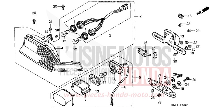 TAILLIGHT for VFR750F PEARL CRESCENT WHITE-A (NH139PA) from 1988