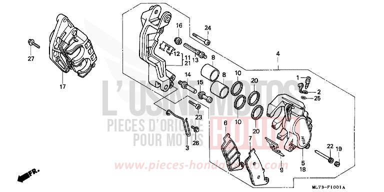 FRONT BRAKE CALIPER (2) for VFR750F SHASTA WHITE (NH138) from 1988