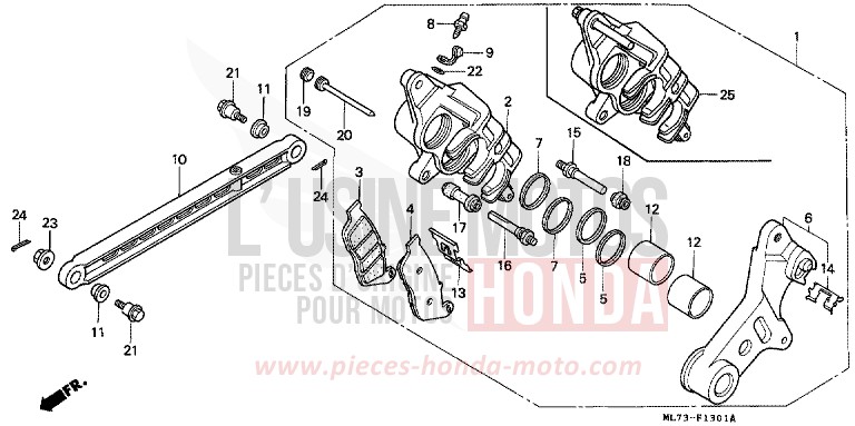 REAR BRAKE CALIPER (2) for VFR750F SHASTA WHITE (NH138) from 1988