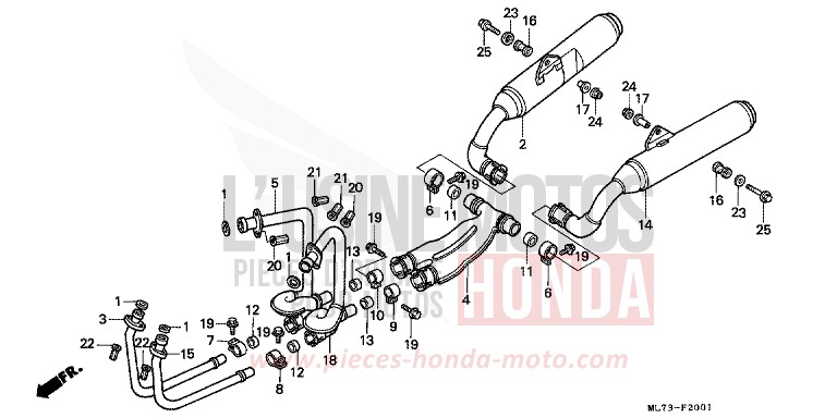 EXHAUST MUFFLER (2) for VFR750F SHASTA WHITE (NH138) from 1988