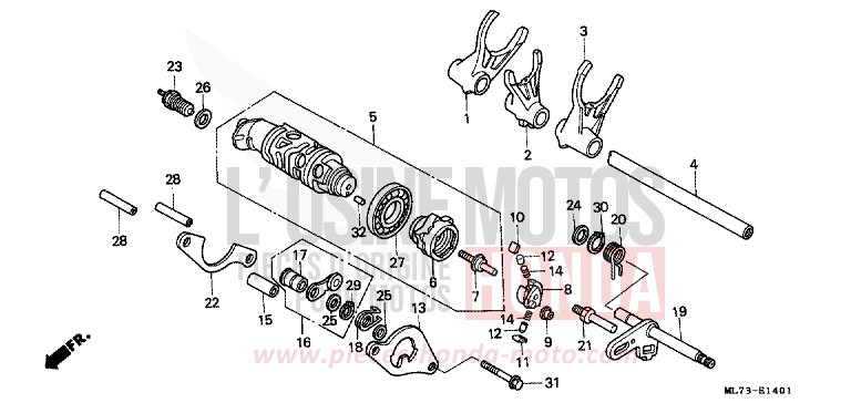GEARSHIFT DRUM (2) for VFR750F GRANITE BLUE METALLIC-U (PB184MU) from 1989