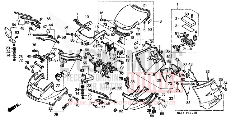 COWL (2) for VFR750F GRANITE BLUE METALLIC-U (PB184MU) from 1989