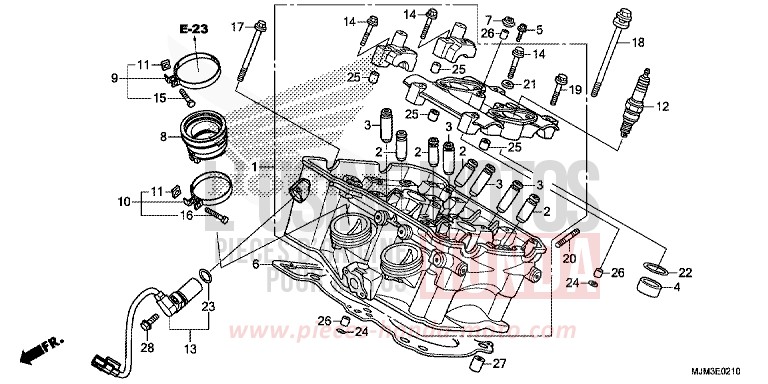 CYLINDER HEAD (REAR) for VFR800F DARKNESS BLACK METALLIC (NH463) from 2014