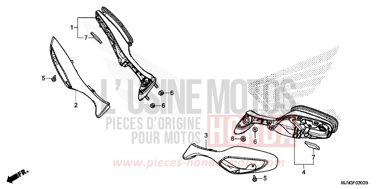 MIRROR for VFR800F DARKNESS BLACK METALLIC (NH463) from 2014