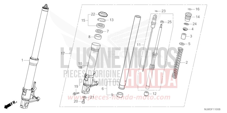 FRONT FORK for VFR800F DARKNESS BLACK METALLIC (NH463) from 2014