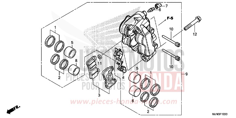 LEFT FRONT BRAKE CALIPER (VFR800FE/G) for VFR800F DARKNESS BLACK METALLIC (NH463) from 2014