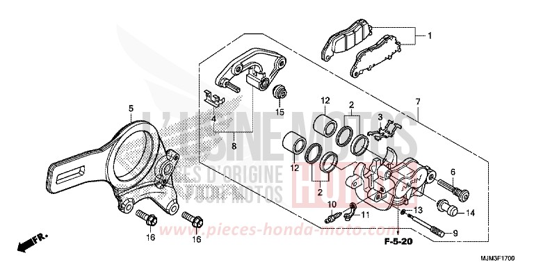 REAR BRAKE CALIPER for VFR800F DARKNESS BLACK METALLIC (NH463) from 2014