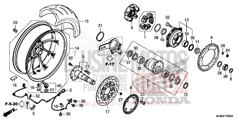 REAR WHEEL for VFR800F DARKNESS BLACK METALLIC (NH463) from 2014