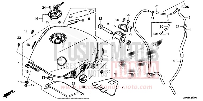 FUEL TANK for VFR800F DARKNESS BLACK METALLIC (NH463) from 2014