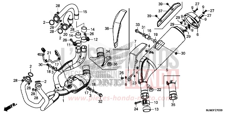 EXHAUST MUFFLER for VFR800F DARKNESS BLACK METALLIC (NH463) from 2014