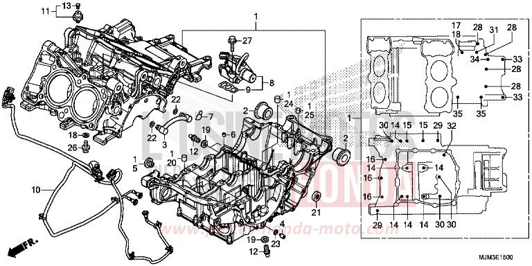CRANKCASE for VFR800F PEARL GLARE WHITE (NHB53) from 2014