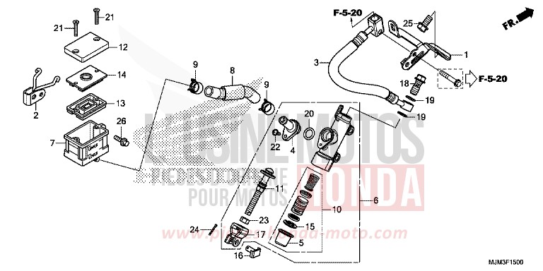 REAR BRAKE MASTER CYLINDER for VFR800F PEARL GLARE WHITE (NHB53) from 2014