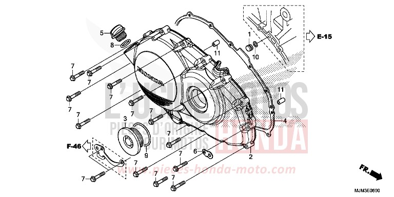 RIGHT CRANKCASE COVER for VFR800F VICTORY RED (R334) from 2014