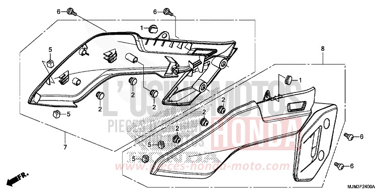 SIDE COVER for VFR800F VICTORY RED (R334) from 2014