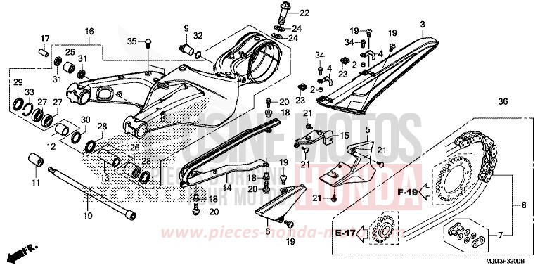 SWINGARM for VFR800F VICTORY RED (R334) from 2014