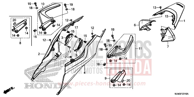 REAR COWL for VFR800F DEGITAL SILVER METALLIC (NHA30) from 2017
