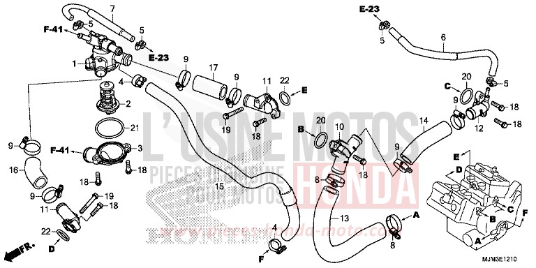 WATER PIPE for VFR800F VICTORY RED (R334) from 2017