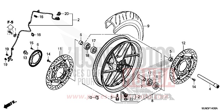 FRONT WHEEL for VFR800F VICTORY RED (R334) from 2017