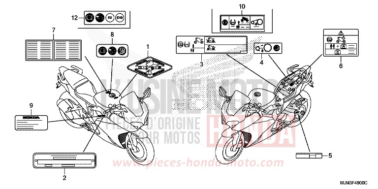 CAUTION LABEL for VFR800F VICTORY RED (R334) from 2017