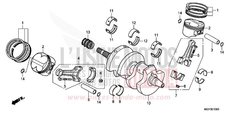 CRANKSHAFT/PISTON for VFR800X MAT BULLET SILVER (NH389) from 2013