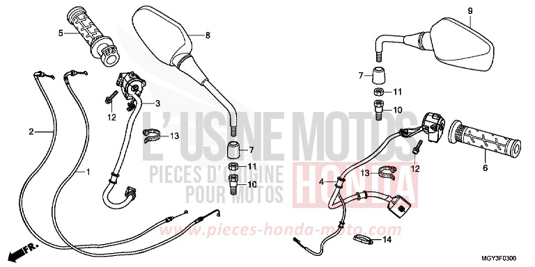 SWITCH/CABLE for VFR800X MAT BULLET SILVER (NH389) from 2013