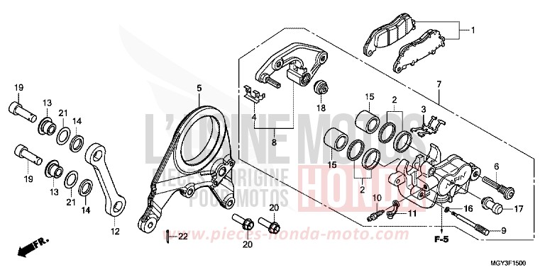 REAR BRAKE CALIPER for VFR800X MAT BULLET SILVER (NH389) from 2013