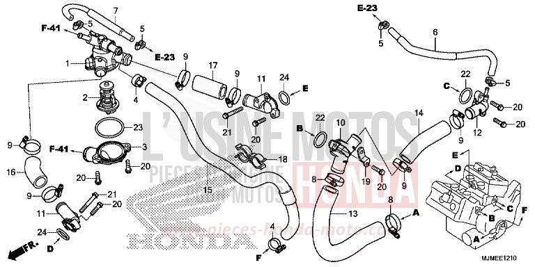 WATER PIPE for VFR800X CANDY ARCADIAN RED (R305) from 2015