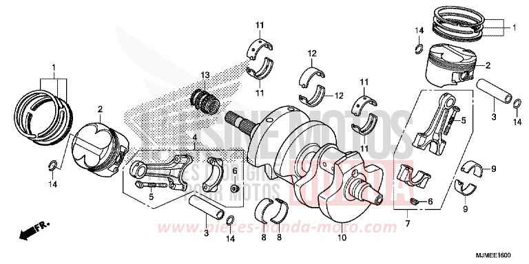 CRANKSHAFT/PISTON for VFR800X CANDY ARCADIAN RED (R305) from 2015