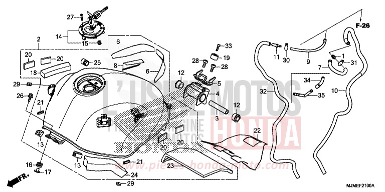 FUEL TANK for VFR800X CANDY ARCADIAN RED (R305) from 2015