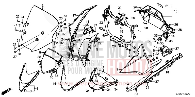 UPPER COWL (VFR800XF) for VFR800X MAT GUNPOWDER BLACK METALLIC (NH436) from 2015