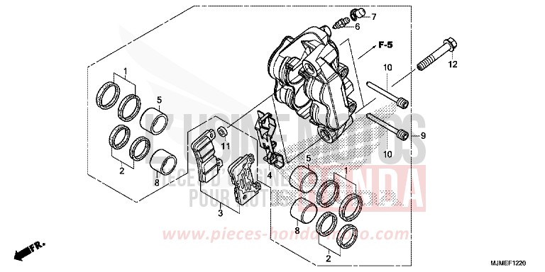 LEFT FRONT BRAKE CALIPER (VFR800XF) for VFR800X PEARL GLARE WHITE (NHB53) from 2015