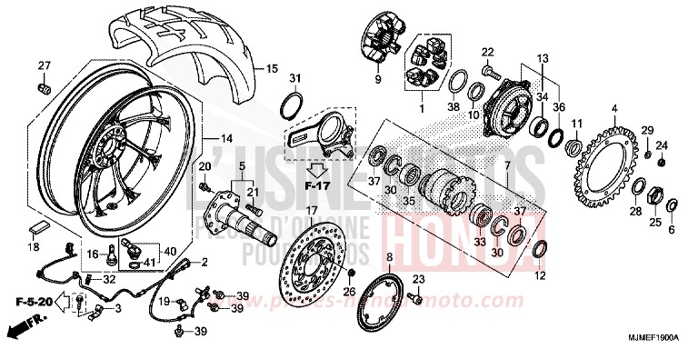 REAR WHEEL for VFR800X PEARL GLARE WHITE (NHB53) from 2015