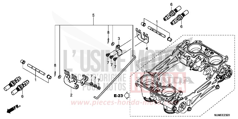 THROTTLE BODY (COMPONENT PARTS) for VFR800X CANDY PROMINENCE RED (R342) from 2017