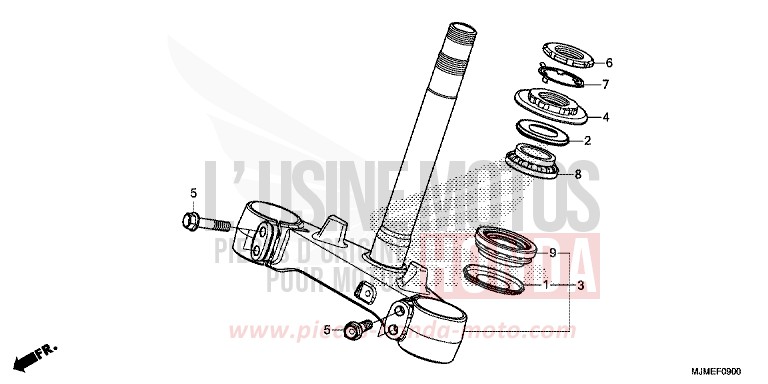 STEERING STEM for VFR800X CANDY PROMINENCE RED (R342) from 2017