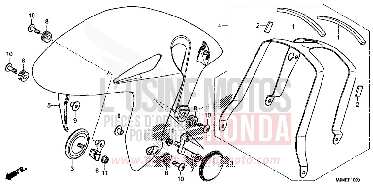 PARAFANGO ANTERIORE per VFR800X CANDY PROMINENCE RED (R342) del 2017