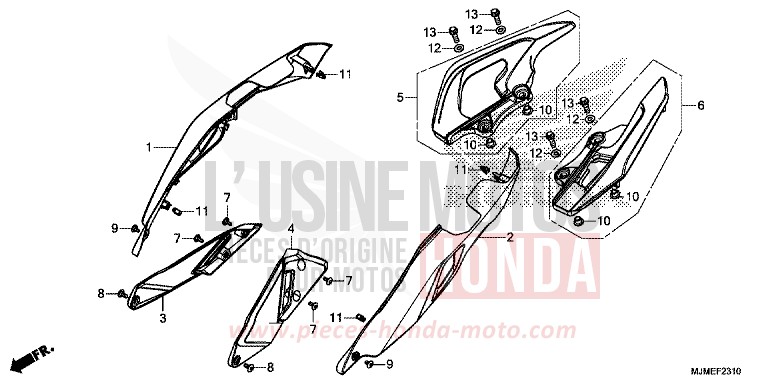 REAR COWL/HEAT GUARD for VFR800X CANDY PROMINENCE RED (R342) from 2017