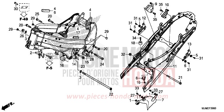 FRAME BODY for VFR800X CANDY PROMINENCE RED (R342) from 2017