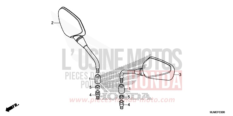 MIRROR for VFR800X MAT BALLISTIC BLACK METALLIC (NHA86) from 2017