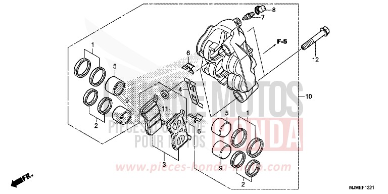 LEFT FRONT BRAKE CALIPER (VFR800XH/J/K) for VFR800X MAT BALLISTIC BLACK METALLIC (NHA86) from 2017