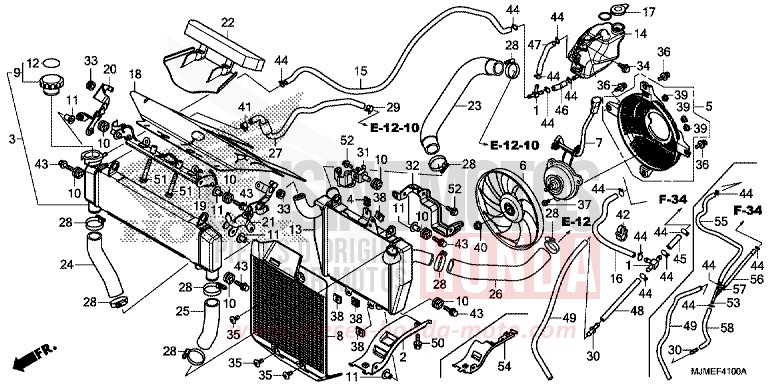 RADIATOR for VFR800X MAT BALLISTIC BLACK METALLIC (NHA86) from 2017