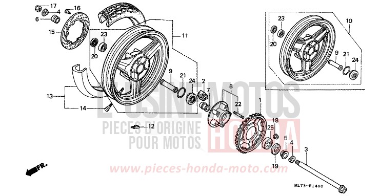 REAR WHEEL for VFR750F ITALIAN RED (R157) from 1989